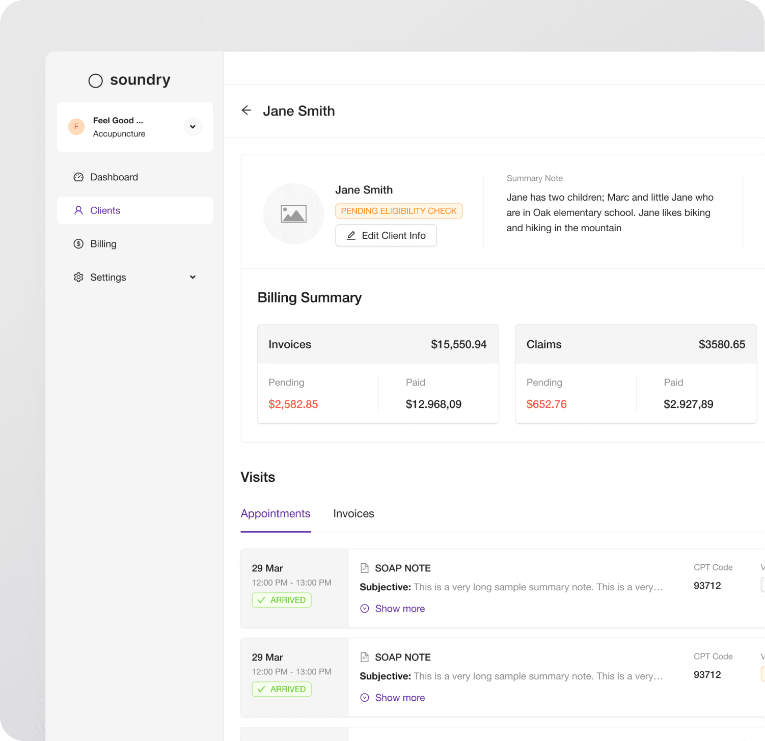 Soundry electronic health record portal